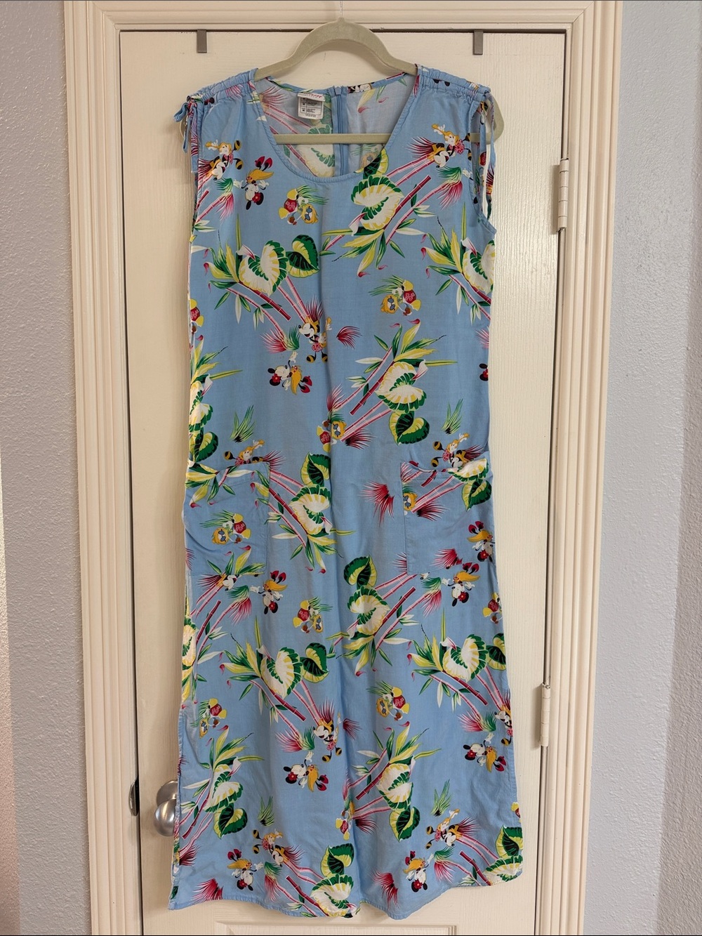 Disney Light Blue Tropical Print Midi Dress